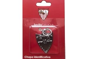 Sevilla CF - Lamiera Identificativa per Cane, Targhetta per Incisione Identificativa, Personalizzata per Animali Domestici, Colore Argento, Prodotto Ufficiale (CyP Brands).FC