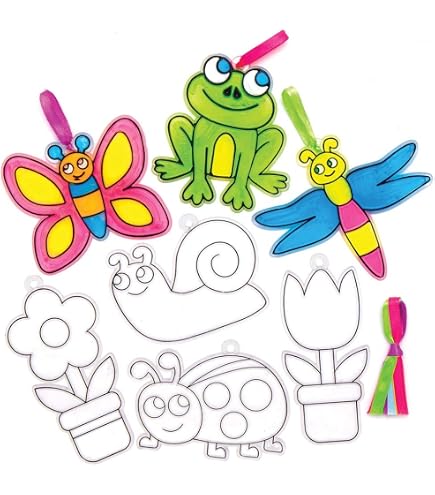 Baker Ross Decorazioni Per Finestre Insetti Da Colorare – Confezione Da 12 – Kit Creativo Per Bambini Con Ape, Farfalla, Libellula E Altro