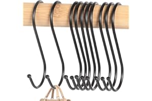 BOXLUNT Crochet S Lot de 10, Crochet en S Acier Inox 9cm Crochet Cuisine Crochet Salle de Bain pour Suspendre Casseroles et Casseroles, Tasses à Café, Vêtements, Plantes, etc, Noir