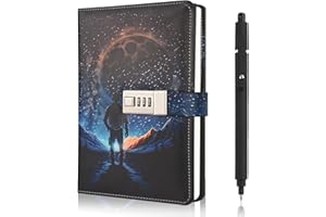XOURSPATY Diary with Lock for Boys, Secret Diary Kids Notebook Lockable with Pen to School, Space Journal with Lock Teenage Boy,Valentine's Day Birthday Gifts for Boys 8 9 10 11 12 13 14 15 Year Old,Journal Men