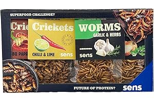 ‎SENS SENS Edible Insect Mix, Party Snack, Roasted Crickets and Mealworms, Crispy Snack Rich in Proteins, Gift Idea for Foodies (Crickets & Worms Mixed Set)