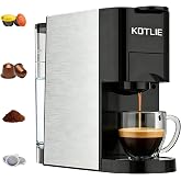 KOTLIE Espresso Coffee Machine 4 in1Coffee Maker for Nespresso Original/Dolce Gusto/Ground/ESE Capsule Coffee Machine, 19 Bar