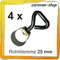 4x Rohrklemme für Zeltstange 25 mm, Vorzeltgestänge, Vorzelt, Wohnwagen, Camping Auto & Motorrad