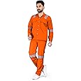 AREEVANZ Men's Reguler Fit Cotton Industrial Work wear Coveralls Shirt and Pant with Two Inch Reflective Tape