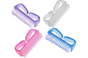 HSHDUTI 4 Pcs Nail Brushes, Nail Cleaning Brush Plastic Handle Scrubbing Brush Eco Friendly Fingernail Brush with Soft Bristles Nail Manicure Dust Brush for Hand Toes Nail Home Garden Salon use 4 Pack-Random