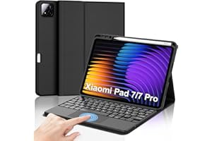 JADEMALL Clavier avec Touchpad pour Xiaomi Pad 7/7 Pro 2025 11.2", AZERTY Français Bluetooth Magnétique Détachable avec Trackpad pour Tablette Xiaomi Pad 7/7 Pro, Noir