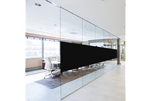 ConCus-T Blackout Privacy Window Film Black Window Film Total Light Blocking Frosted Room Darkening Anti UV No Glue Window Film for Bedroom Bathroom Glass Door, Black, 90 x 200cm