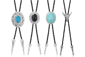 ADRAMATA 4 Pezzi Bolo Tie per Gli Uomini Cowboy Occidentale Cravatta in Pelle Accessori per Costumi di Halloween per Uomo Donna