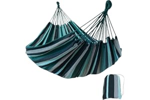 ‎YOUR GEAR yourGEAR Cebu - XXL Hängematte 220 x 160 cm | Smaragd (Grün) oder Aqua (Blau) | bis 300 kg | Baumwolle | Tuchhängematte 2 Personen| Packtasche [Smaragd]