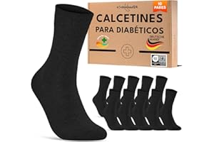 sockenkauf24 10 Pares Calcetines Diabéticos sin Elástico y sin Costuras con Cintura de Confort Hombre Mujer Algodón
