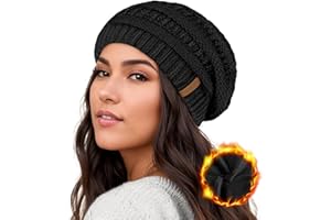 Chritice Mütze Damen Winter Beanie Damen Mit Weich Fleece Gefütterte Mütze,Beanie Mütze Damen Strickmütze Damen Mütze Winter Elegant,Winter Outdoor Warme Mützen,Wintermütze Damen Warm,55-60cm