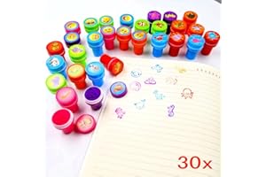 JZK Animal marin + Emoji + animal sauvage, 30 timbres encreurs pour les enfants timbre set auto-encreur stamper pour les enfants fête d'anniversaire sac filler parti faveur de Noël bas de remplissage