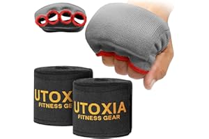 UTOXIA Boxing Knuckle Guards Gel Padded and 4.5 Meter Elasticated Hand Wraps are Included/Boxing Muay Martial Arts Strength Training Workout boxing hand wraps mens (3 IN ONE Ultimate Protection)