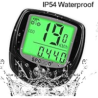 SPGOOD Fahrradcomputer Kabellos IP54 wasserdichte 16 Funktionen Fahrrad Computer Funk Bike Computer Bicycle Computer LCD Geschwindigkeit Fahrradtacho drahtlos Radcomputer Tacho Schwarz