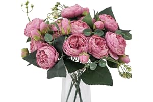 Veryhome 4 pęczki sztucznych kwiatów piwonii jedwabnych piwonii bukiety sztuczne kwiaty bukiety dekoracja ślubna dom stół kuchnia biuro ogród zieleń ślubna (kamea brązowy pąk)