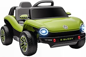 AIYAPLAY Volkswagen E-Buggy Licensed Electric Car for Kids, 12V Kids Electric Ride on with Remote Control, Suspension, Slow Start, LED Lights, USB, Music, Horn, for Ages 3-6 Years, Green