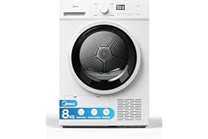 Midea MDG09EH80/1 Freestanding Heat Pump Dryer, 8kg load, 16 Programmes, Auto-Dry, Anti-Crease, Delay Start, Child Lock, White