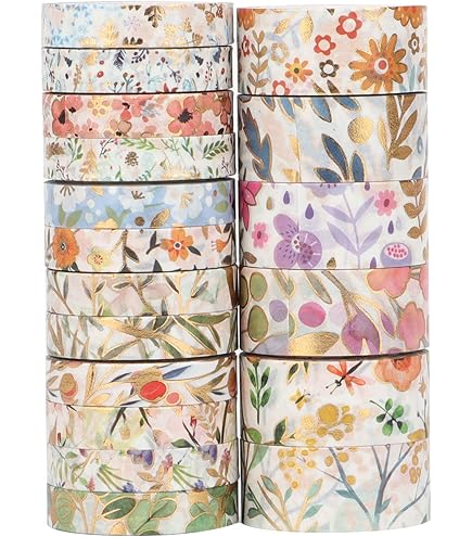 YUBX 30 rollen bloemen washi tape set creatieve basic dunne decoratieve linten voor kunst, doe-het-zelf handwerk, bullet journals, planner, scrapbooking, verpakking (groene planten gedijen