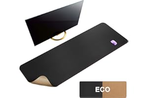 MAIDERN Podkładka na biurko, z korka i skóry, duża podkładka pod mysz XXL, dwustronna podkładka na biurko, podkładka na biurko, ochraniacz na biurko, do gier, domowego biura (czarna)