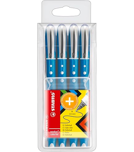 STABILO Bionic Worker+ Rollerball Pens - Box Of 10, Soft Grip, 0.8mm Tip (Blue Ink) - View #3