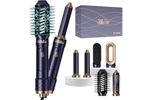 UKLISS Seche Cheveux 6 en 1, Hot Air Styler avec Brosses Electriques et Soufflantes, Brosse Lissante, Air Boucleur a Cheveux, Brosse Brushing Chauffante, Brosse Coiffante, Hairstyler pour Femme
