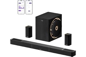 ULTIMEA Skywave X60 a 7.1.4 Canali Soundbar, Combo Audio Surround TV Wireless Professionale con Dolby Atmos, Soundbar da 840 W, Subwoofer da 8 Pollici, Amplificazione GaN e Pass-Through HDR 4K.