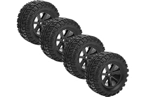 CHICIRIS RC Car Tires, RC Wheels Tires, Strong Durable 100mm RC Tires, Black 4Pcs Eco‑friendly Non‑slip for 1/10 Remote Control ZD Racing Desert Truck Car with 7PCS Spokes