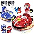 Moonmen Pop Up Remote Control Collision Cars Set of 2, RC Battle Stunt Cars with LED Lights & Sound, Ejecting RC Race Car Toddler Toys Gifts for Boys Girls