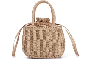 EVEOUT Stroh Handtasche Damen Sommer Handgewebt Clutch Henkeltaschen Rattan Strandtasche