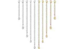WITBICG Rallonge Collier Acier Inoxydable, 10 Pièces Rallonges De Chaîne, Différentes Tailles Chainette Pour Bijoux Convient à La Création De Bijoux Pour Femmes (Or-Argent)