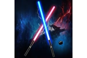 HERMORRYSS Sabre Laser, Lightsaber Star Wars, 2 en 1 Sabre Lumineux USB-C Rechargeable avec 15 Couleurs RGB, 5 Modes et Sons, Jouet pour Enfants, Halloween, Jeu de rôle Guerrier Galactique (2pcs)