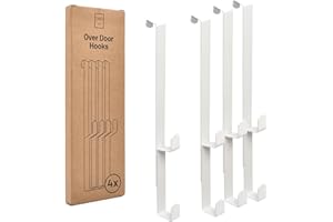 D&D Living® Haczyki na Drzwi do Zawieszenia 16 mm | 4 x Podwójne Haczyki do Garderoby | Wieszaki na Drzwi i Szafę (Białe)