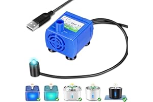 Vindox Pompa per fontana per gatti, pompa di ricambio per gatti, pompa di ricambio con luce LED e cavo da 170 cm, per fontana, dispenser di acqua per gatti (adattatore non USB)