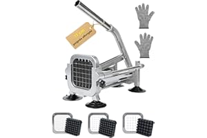 LUNEKUCK Coupe-Frites Manuel en Acier Inoxydable Coupe Frite Professionnel avec Lames 6,5 mm / 9 mm / 13 mm Coupe Pomme De Terre pour Frite Idéal pour Patates Douces Carottes Et Concombres