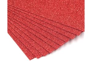 Uhat Pack 10 A4 Glitter Foam Craft Sheets EVA Sponge Paper Children DIY Crafts Decor 2mm (Red)