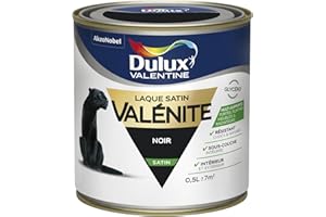 Dulux Valentine Peinture Laque Valénite Glycéro multisupport intérieur-extérieur – Grande résistance pour boiseries et ferronneries - aspect Satin Noir 0,5 L - 5211436