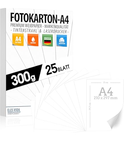 60 vellen dik papier, 300 g/m², A4, om te printen, premium papier, dik om te printen, kartonnen karton, wit, DIN A4-21 x 29,7 cm