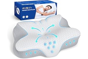 Zibroges Neck Pillow Memory Foam Pillows - Adjustable Sleeping Pillow 61x41x11.5cm, Comfort Bed Pillow for Side Back Stomach Sleepers, Washable Cooling Pillowcase - Brings You Good Sleep (Grey)