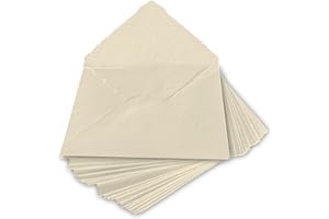 Wanderings - Sobres Crema/Marfil Hechos A Mano Con Borde Estriado - 6,25x9,25" / 15x23 cm Paquete De 25 - Para Anuncios, Invitaciones De Boda, Tarjetas De Felicitación, Manualidades - Grueso 150 GSM