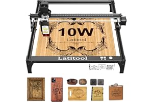 RYHX Latitool F60 Grabadora Laser,60W CNC Cortadora Laser y Grabador Laser,10W de Potencia de Salida,Grabado y Corte láser de Bricolaje para Metal, Madera, Acrílico, 410 * 400 mm