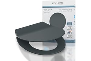 SCHÜTTE WC-Sitz Duroplast SLIM ANTHRAZIT, Toilettensitz mit Absenkautomatik und Schnellverschluss für die einfache Reinigung, besonders flache Form, maximale Belastung 175 kg, SLIM ANTHRAZIT 82704