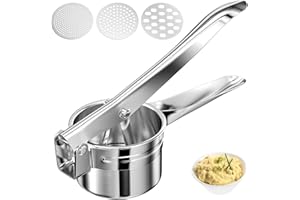 Brevanza Pressa Puree Manuale, Schiacciapatate Patate, Professionale Pressa Purea Manuale, Spremiapatate in Acciaio Inox con 3 Dischi Intercambiabili per Verdure, Frutta e Altri Alimenti