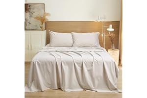 PHF Bettlaken aus 100 % gewaschener Baumwolle, Queen-Size-Größe, ultraweiche, gewaschene Baumwolle, atmungsaktiv, feuchtigkeitsableitend, langlebig, Baumwoll-Bettlaken bis zu 40.6 cm, Leinen