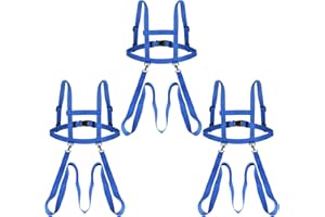 Gaethra Pferdeleine zum Spielen für Kinder ab 3 Jahren, 3 Stück Pferdegeschirr für Kinder zum Spielen, Größenverstellbare Pferdeleine Kinder für Skifahren, Rollenspiele, Outdoor (Blau)