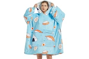 Wenlia Felpa con Cappuccio Oversize per Donne, Coperta Sherpa Indossabile Coperta Invernale Calda e Accogliente per TV, Coperta di Flanella a Doppio Strato, Taglia Unica
