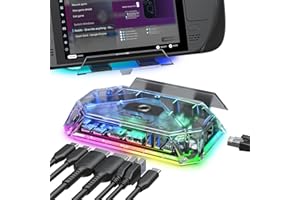 ‎JSAUX JSAUX Stacja Dokująca RGB kompatybilny z Steam Deck (OLED)/ROG Ally/Legion Go, Stacja Dokująca 12 w 1 z 4K@120Hz HDMI i DisplayPort, Gigabit Ethernet USB C 3.2, USB A 3.2/2.0, gniazda SD/TF – HB1201S