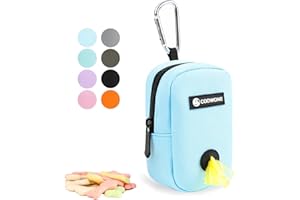 COOWONE Small Treat Pouch Dog Treat Bag with Dog Bags Dispenser Dog Waste Bag Dispenser for Leash Portable Walking Bags Poop Bag Holder Hand Free Dog Treat Bag (Blue)