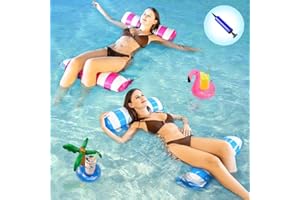AOREETY 2 Pack Inflatable Pool Float Hammock for Adult, 4-in-1 Water Hammock Lounges with Air Pump Multi Purpose Swimming Pool Float (Saddle, Lounge Chair, Hammock, Drifter) Pool Accessories for Water Fun