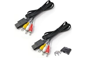 DOOCECIY 2 PCS Game Console Cables Compatible with N64 AV Cable for Excellent Picture and Sound (1.8m)