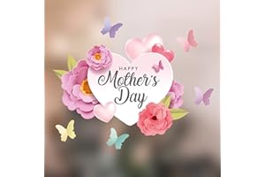 STICKERS4 Mothers Day Window Stickers - Mother's Day Window Decorations - Mother's Day Pastel Hearts and Flowers Vinyl Cling - Mothers Day Shop Window Display - Small